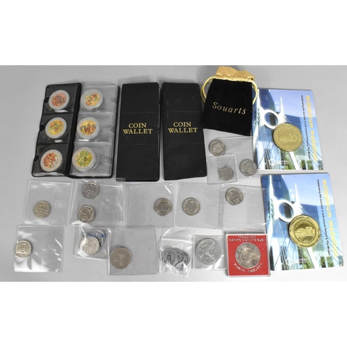 475 - A Collection of Various Coins to Include Three Coin Wallets, Crowns, Millenium Medallions, Football ... 