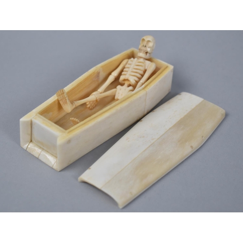 48 - A Reproduction Novelty Bone Model of Skeleton in Coffin, 11.5cs Long