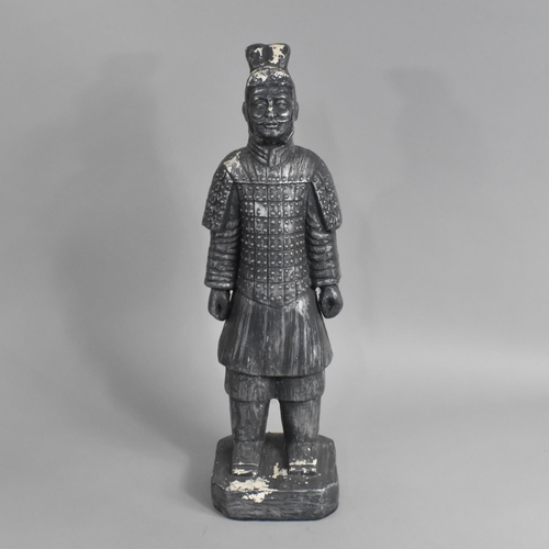 63 - A Painted Plaster Study of a Chinese Terracotta Soldier, 55cms High