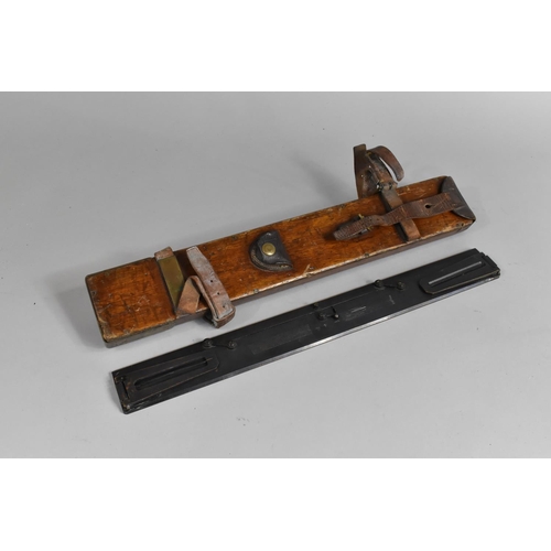 7 - A WWI Wood and Leather Cased Map Plotter or Parallel Rule, A&A Mk II with Hinged Sights, War Departm... 