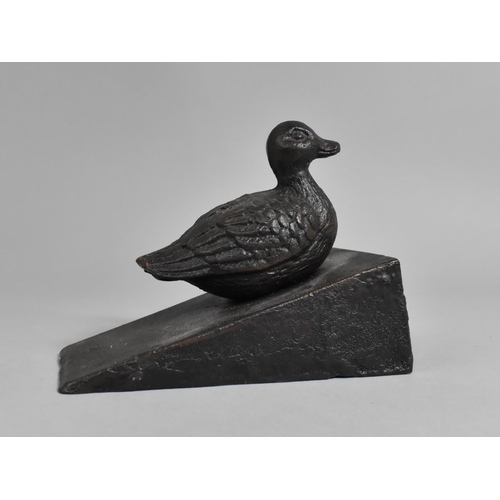 80 - A Modern Cast Iron Doorstop Decorated with Duck, 14cms Long