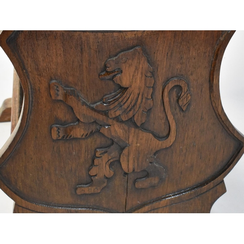 83 - A Mid 20th Century Oak Magazine Table, End Panels Decorated in  Relief with Scottish Lion Rampant, 5... 