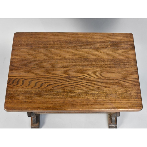 83 - A Mid 20th Century Oak Magazine Table, End Panels Decorated in  Relief with Scottish Lion Rampant, 5... 