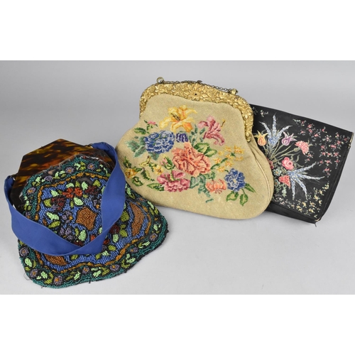 164 - Two Embroidered and One Beadwork Bags and Purses