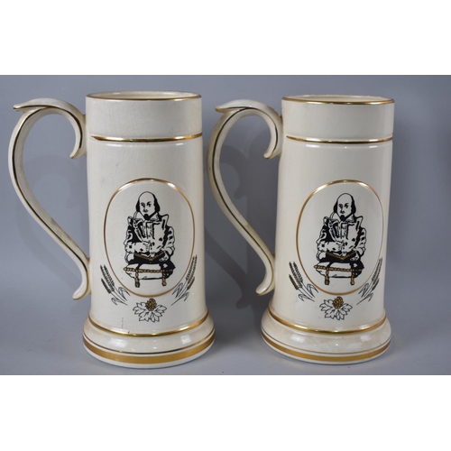 175 - A Pair of Prinknash Pottery Steins Decorated with Shakespeare, 28cms High