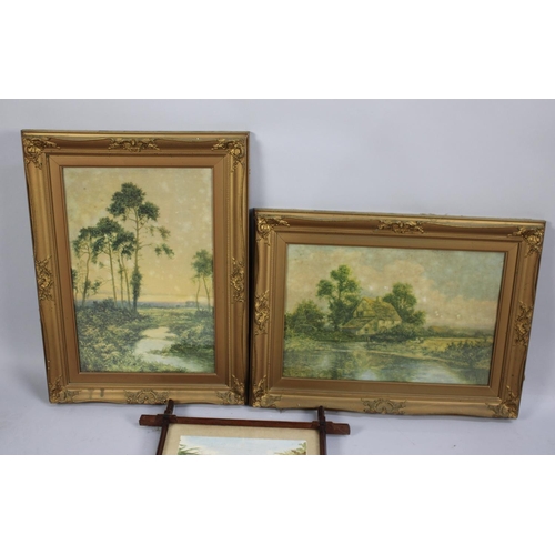 202 - A Framed Colonial Watercolour and Two Gilt Framed Prints