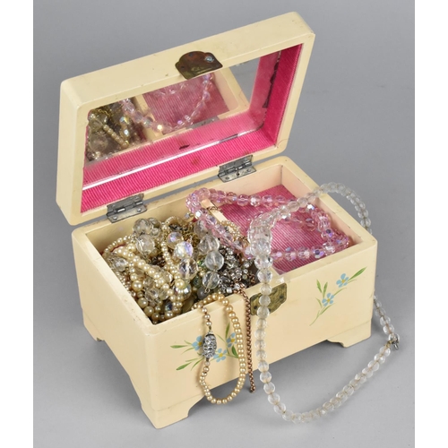 264 - A Vintage Musical Jewellery Box Containing a Small Quantity of Jewellery