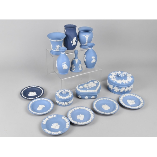 282 - A Collection of Wedgwood Jasperware to Comprise Vases, Dishes, Lidded Boxes etc