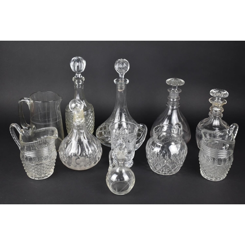 310 - A Collection of 19th and 20th Century Glass to Comprise Decanters, Jugs etc (Some Condition Issues)