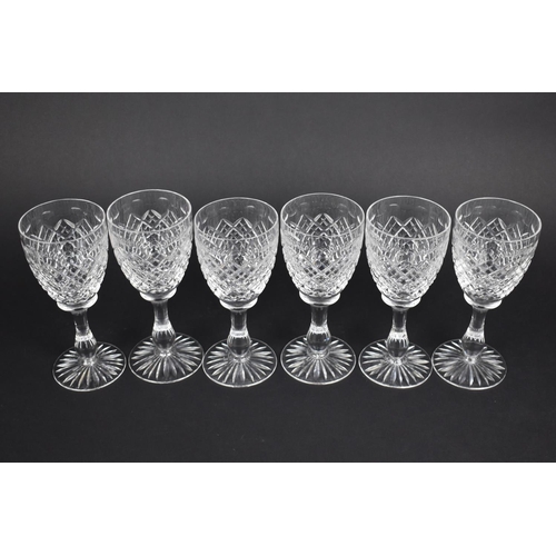 313 - A Set of Six Good Quality Cut Glass Wine Glasses