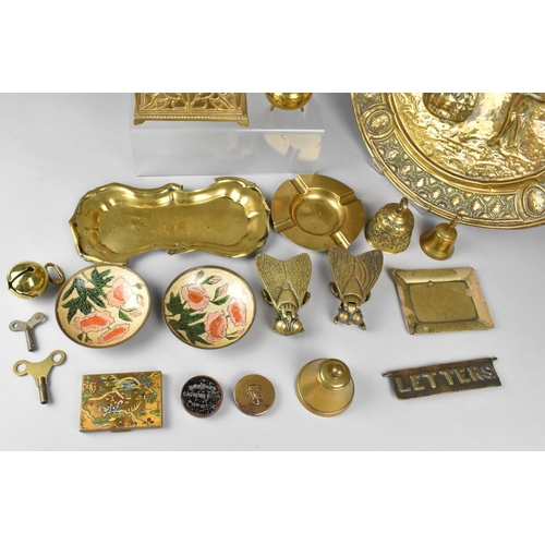 319 - A Collection of Various Brass to Comprise Pressed Charger, Bed Chambersticks, Ornaments etc