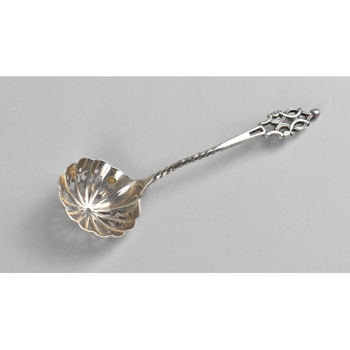 376 - A Georgian Silver Sifter Spoon with Pierced Bowl and Finial