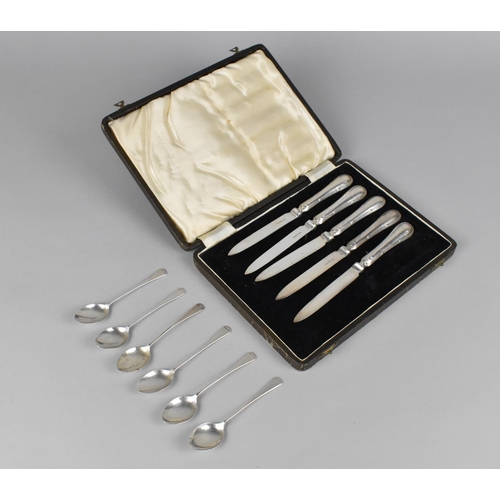 378 - A Cased Set of Silver Handled Fruit Knives, Sheffield Hallmark (Missing One) Together with a Set of ... 