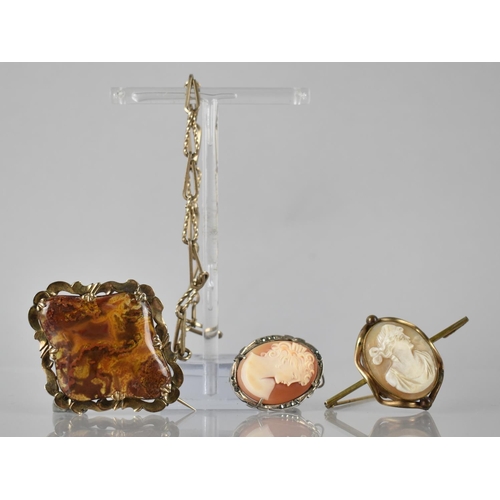 389 - A Collection of Various Victorian and Later Jewellery to include Agate and Yellow Metal Mounted Broo... 