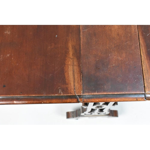 461 - A Late Victorian/Edwardian Mahogany Drop Leaf Sutherland Table with Pierced Supports, 90cms Wide