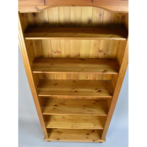 463 - A Modern Pine Five Shelf Open Bookcase, 85cms Wide and 180cms High