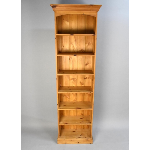 464 - A Modern Pine Narrow Six Shelf Open Bookcase, 60cms Wide and 198cms High