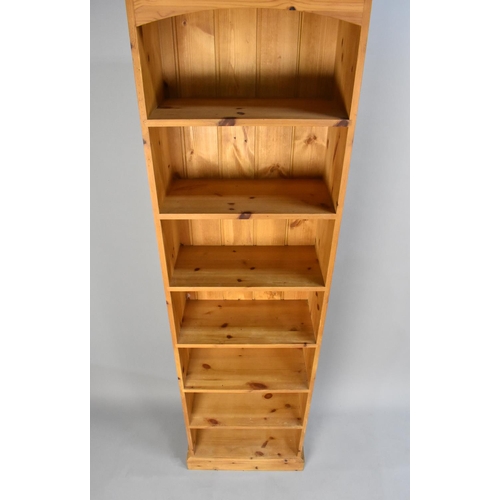 464 - A Modern Pine Narrow Six Shelf Open Bookcase, 60cms Wide and 198cms High