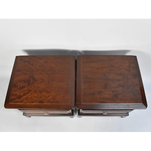 467 - A Pair of Stag Mahogany Bedside Tables with Base Drawers, Each 52cms Wide and 50cms High