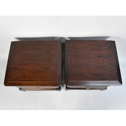 470 - A Pair of Stag Mahogany Bedside Tables with Base Drawers, Each 52.5cms Wide