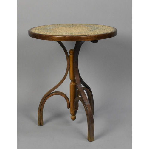 472 - A Mid 20th Century Circular Cane Topped Bentwood Tripod Table, 45cms Diameter