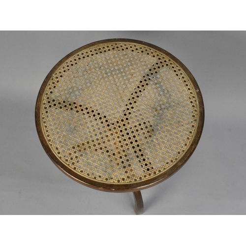 472 - A Mid 20th Century Circular Cane Topped Bentwood Tripod Table, 45cms Diameter