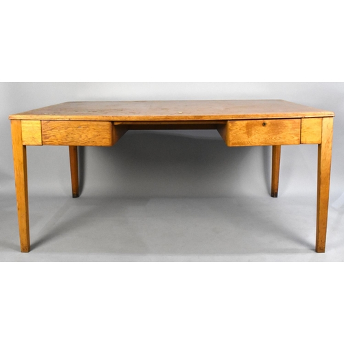 482 - A Mid 20th Century Light Oak Desk with Two Drawers, 151cms by 92cms