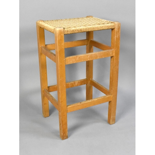 498 - A Mid 20th Century Rush Topped Stool, 61cms High