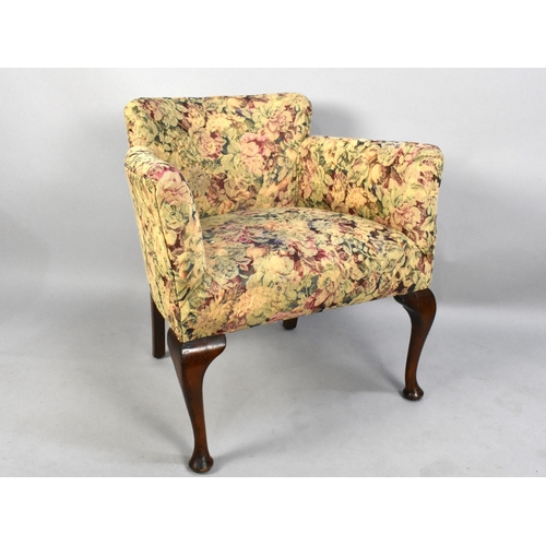 502 - A Mid 20th Century Tapestry Upholstered Ladies Tub Chair on Cabriole Supports