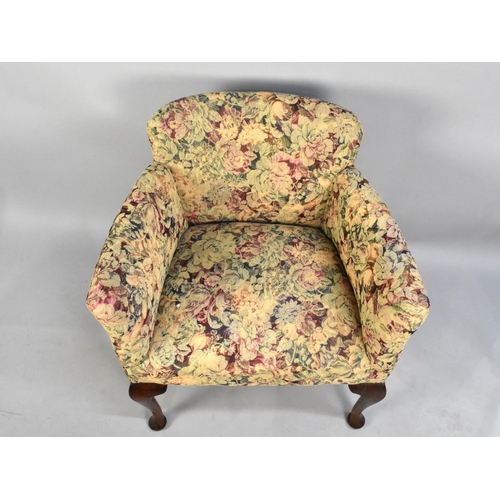 502 - A Mid 20th Century Tapestry Upholstered Ladies Tub Chair on Cabriole Supports