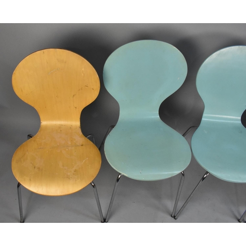 509 - A Set Of Three Plus One Vintage Style Stacking Chairs