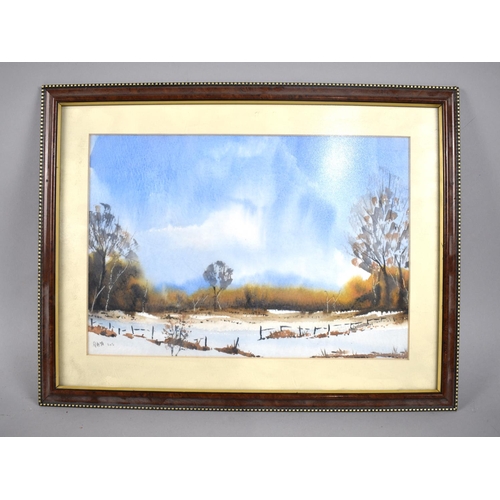 511 - A Framed Watercolour Depicting Winter Landscape, 33x22cms