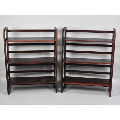 74 - A Pair of Folding Three Shelf Units, 71cms Wide