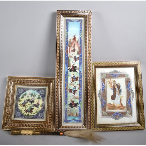 10 - A Collection of Reproduction Visakhapatnam Framed Paintings together with a Fly Whisp