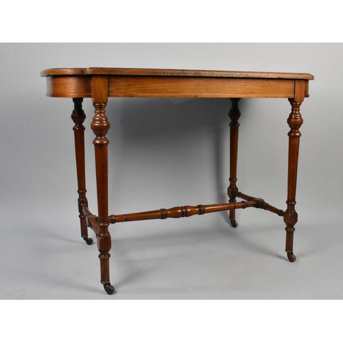 108 - An Edwardian Mahogany Writing Table with Inset Writing Surface In Need of Attention, Turned Supports... 