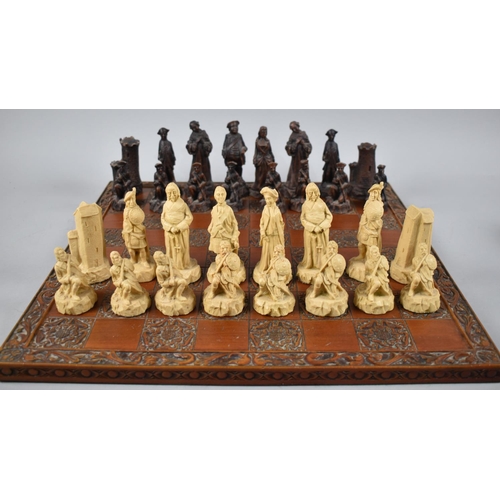 115 - A Modern Cast Chess Set with Chess Board, 45cm Square