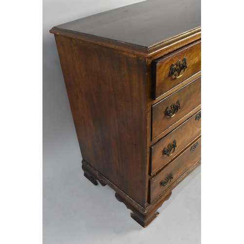 119 - An Edwardian Walnut Chest of Small Proportions Having Four Graduated Long Drawers and Ogee Bracket F... 