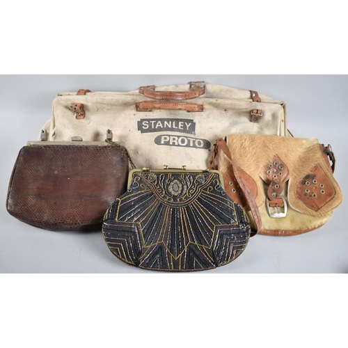 125 - A Stanley Proto Canvas Bag Together with Three Various Vintage Ladies Handbags