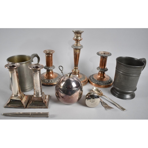 129 - A Collection of Various Silver Plate and Sheffield Plate together with Pewter Tankards