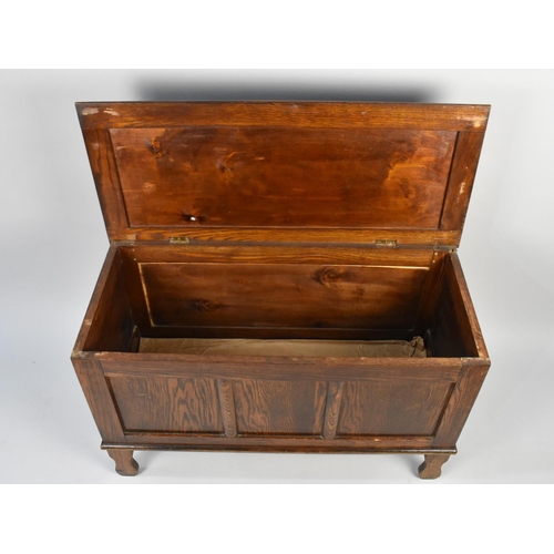 136 - A Mid 20th Century Oak Lift Top Coffer with Three Panel Front, 91cms Wide