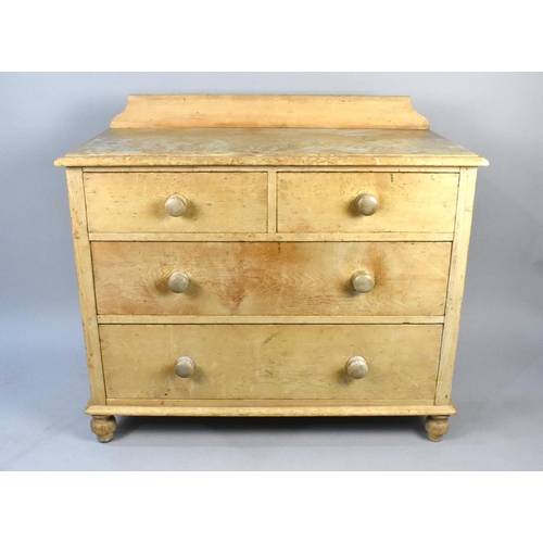 139 - A Late 19th Century Stripped Pine Chest of Two Short and Two Long Drawers, 102cms Wide