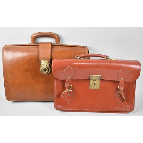 141 - A Leather Briefcase and a Leather Music Satchel