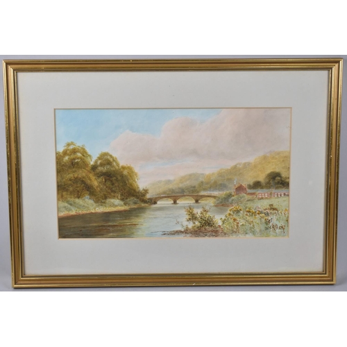 143 - A Framed Watercolour Depicting Bridge Over River Signed V Gray, 37x20cms