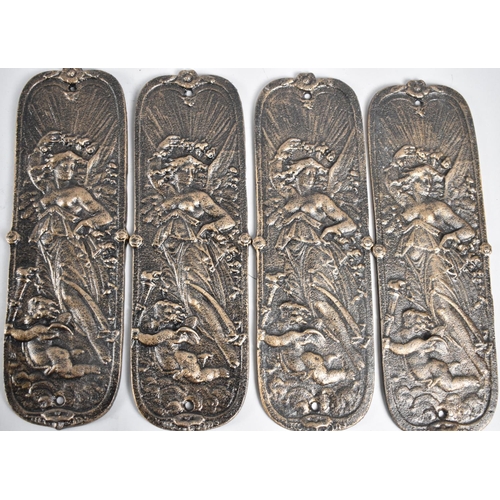 148 - A Collection of Four Various Victorian Style Cast Metal Door Finger Plates, Classical Maiden and Che... 