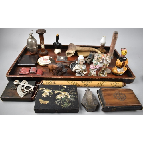 159 - A Collection of Various Curios to include Letter Scales, Egg Timer, Watercolour Set, Olive Bound Bib... 