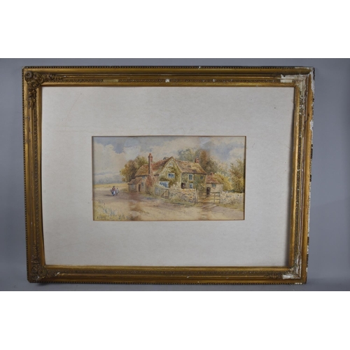 173 - A Gilt Framed but Unglazed Watercolour, Country Cottage Scene with Mother and Child, Signed E Stanle... 