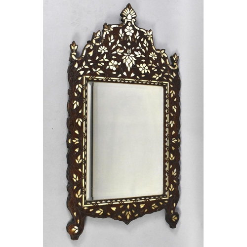 175 - A Large Indian Wall Hanging Mother of Pearl Inlaid Mirror, 59cms by 112cms High