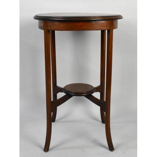 203 - A Circular Edwardian String Inlaid Mahogany Occasional Table, 49cms Diameter and 74cms High