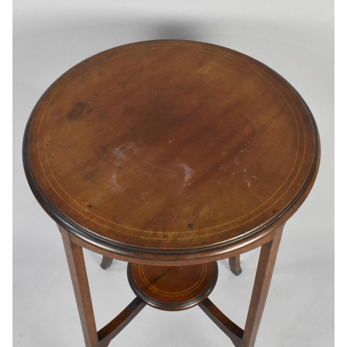 203 - A Circular Edwardian String Inlaid Mahogany Occasional Table, 49cms Diameter and 74cms High