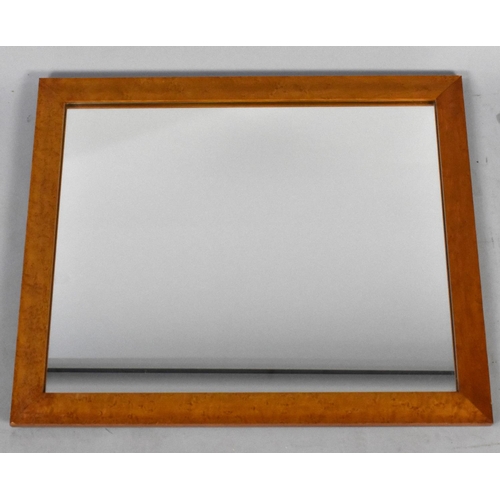 222 - A Modern Maple Framed Rectangular Wall Mirror, 57cms by 48cms